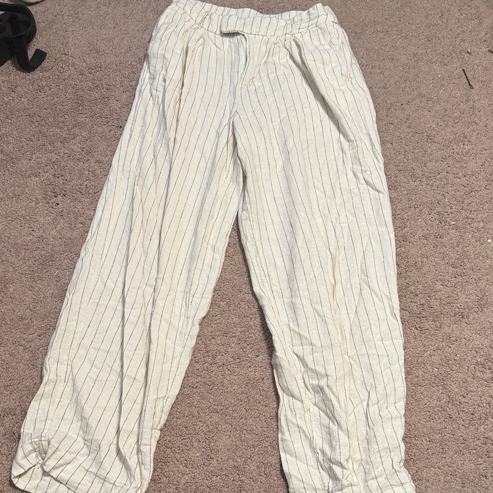 Striped White linen Pants